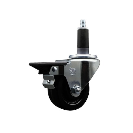 Service Caster 3'' Phenolic Swivel 1-1/8'' Expanding Stem Caster with Brake SCC-EX20S314-PHR-PLB-118